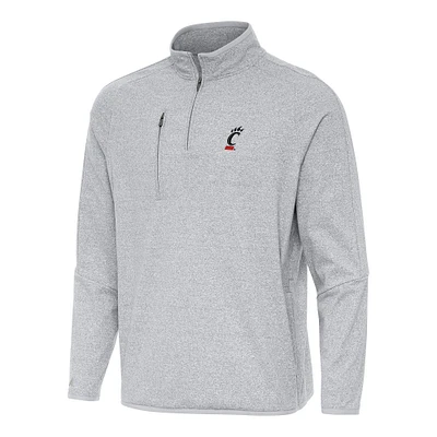 Men's Antigua Heather Gray Cincinnati Bearcats Certain Quarter-Zip Tri-Blend Sweatshirt