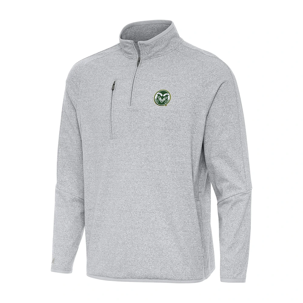 Men's Antigua Heather Gray Colorado State Rams Certain Quarter-Zip Tri-Blend Sweatshirt