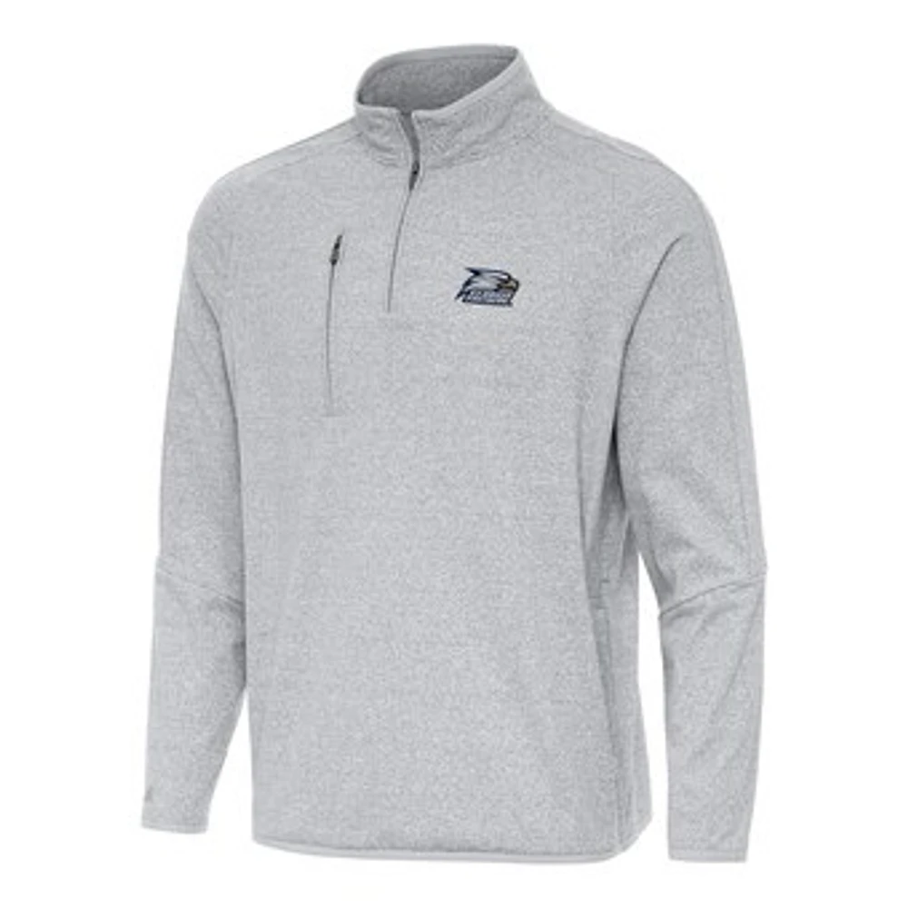 Men's Antigua Heather Gray Georgia Southern Eagles Certain Tri-Blend Quarter-Zip Top
