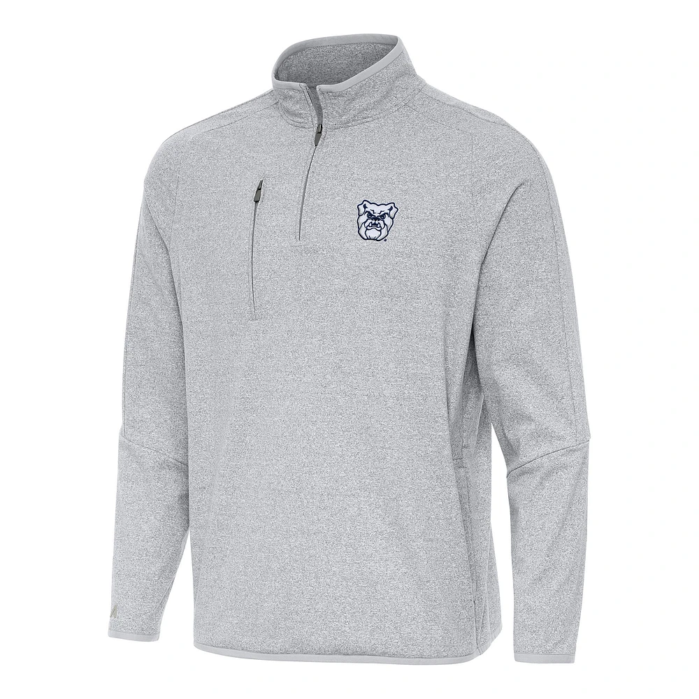 Men's Antigua Heather Gray Butler Bulldogs Certain Quarter-Zip Tri-Blend Sweatshirt