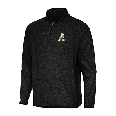 Men's Antigua Heather Black Appalachian State Mountaineers Certain Quarter-Zip Tri-Blend Sweatshirt