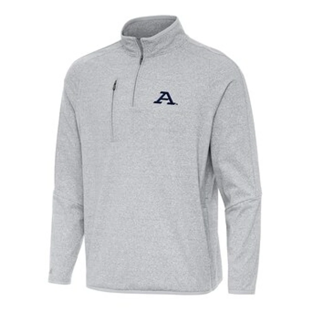 Men's Antigua Heather Gray Akron Zips Certain Quarter-Zip Tri-Blend Sweatshirt