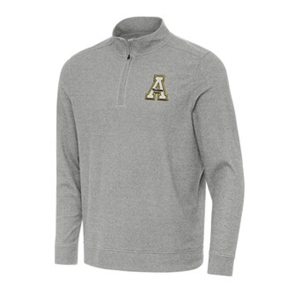 Men's Antigua Heather Gray Appalachian State Mountaineers Subtle Quarter-Zip Sweatshirt