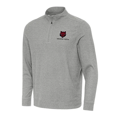Men's Antigua Heather Gray Arkansas State Red Wolves Subtle Quarter-Zip Sweatshirt