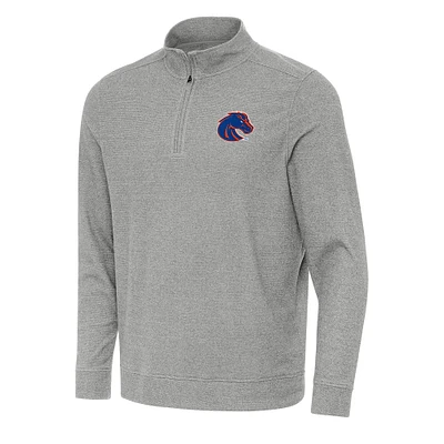 Men's Antigua Heather Boise State Broncos Subtle Quarter-Zip Sweatshirt
