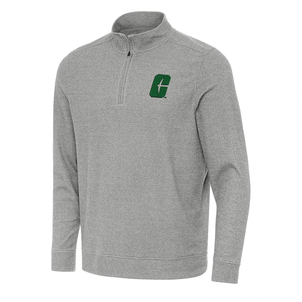 Men's Antigua Heather Charlotte 49ers Subtle Quarter-Zip Sweatshirt