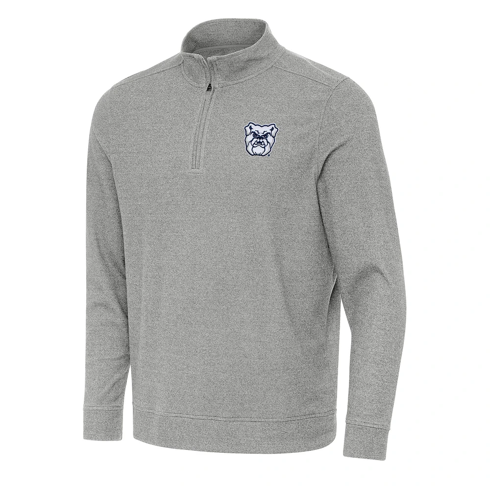 Men's Antigua Heather Gray Butler Bulldogs Subtle Quarter-Zip Sweatshirt