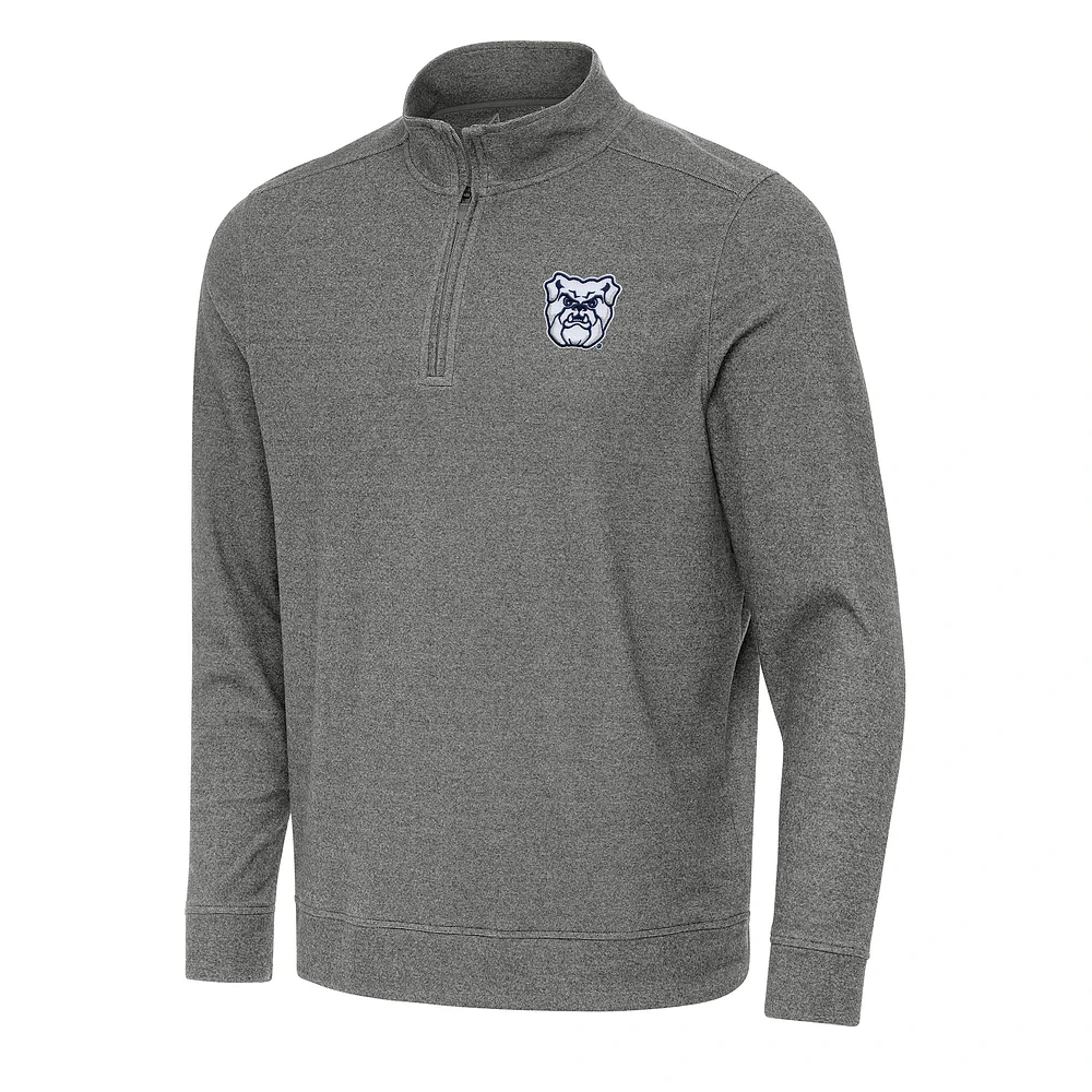 Men's Antigua Heather Charcoal Butler Bulldogs Subtle Quarter-Zip Sweatshirt