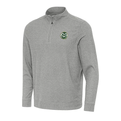 Men's Antigua Heather Gray Colorado State Rams Subtle Quarter-Zip Sweatshirt