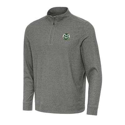 Men's Antigua Heather Charcoal Colorado State Rams Subtle Quarter-Zip Sweatshirt