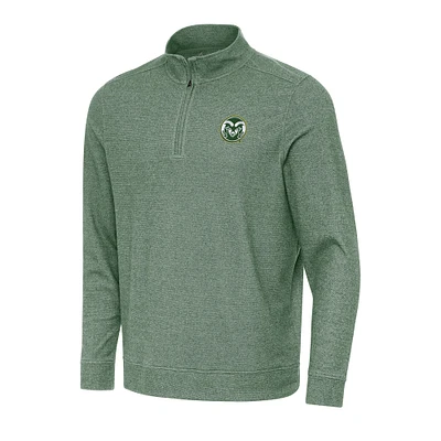 Men's Antigua Heather Green Colorado State Rams Subtle Quarter-Zip Sweatshirt