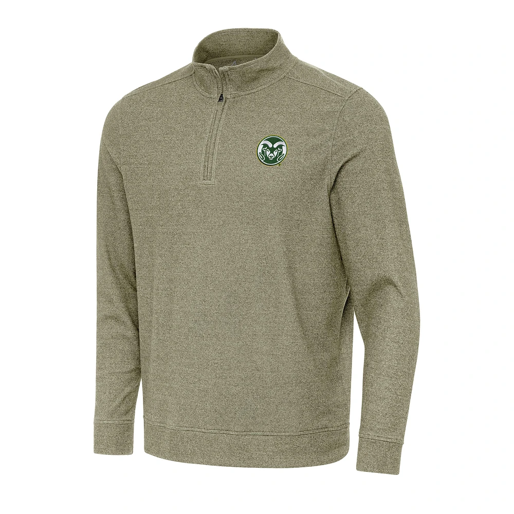 Men's Antigua Olive Colorado State Rams Subtle Quarter-Zip Sweatshirt