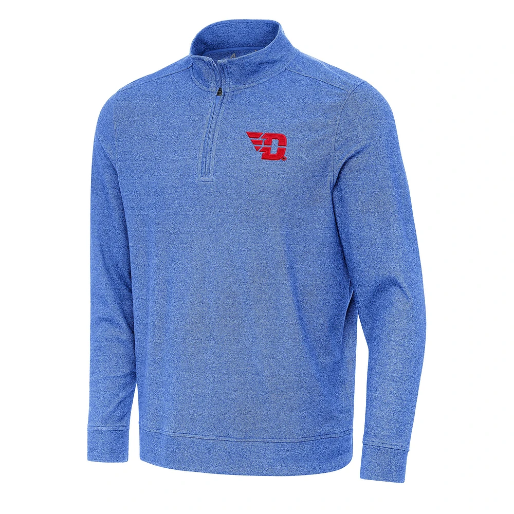 Men's Antigua Heather Royal Dayton Flyers Subtle Quarter-Zip Sweatshirt