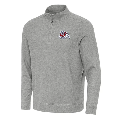 Men's Antigua Heather Fresno State Bulldogs Subtle Quarter-Zip Sweatshirt