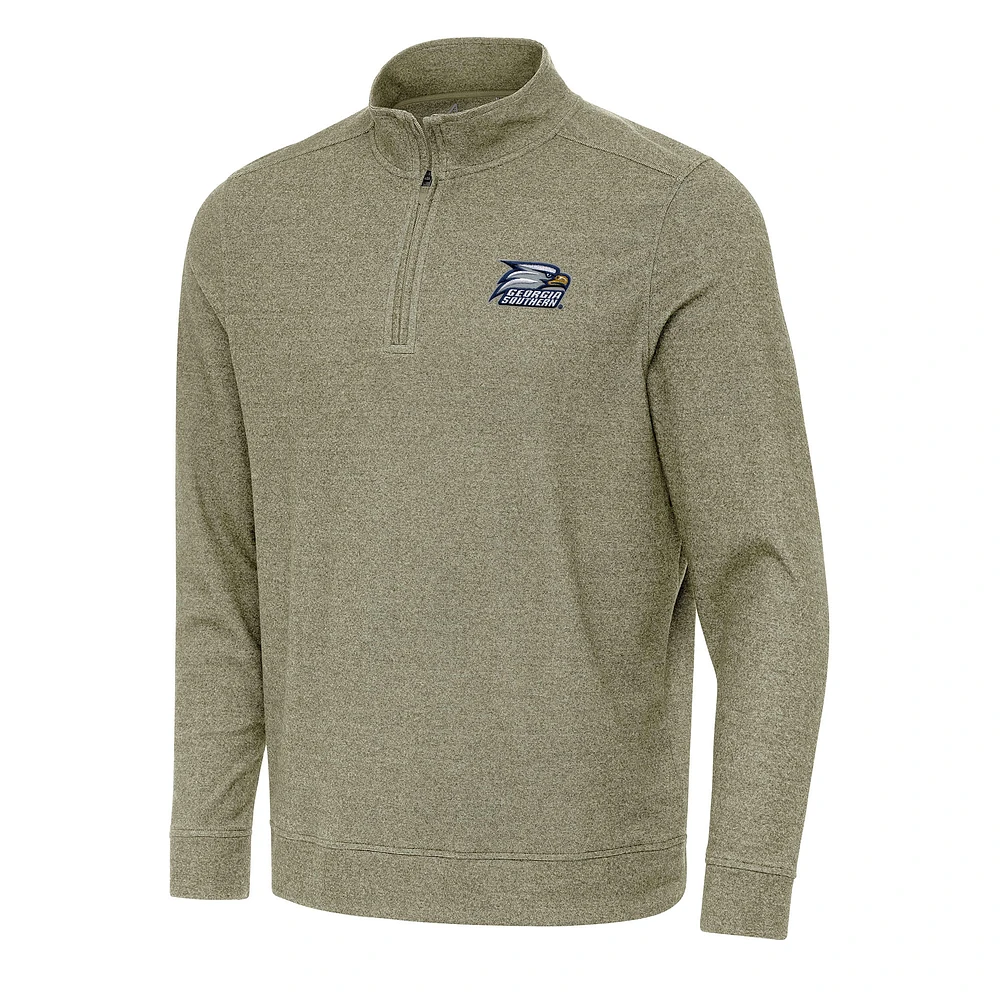 Men's Antigua Olive Georgia Southern Eagles Subtle Quarter-Zip Sweatshirt