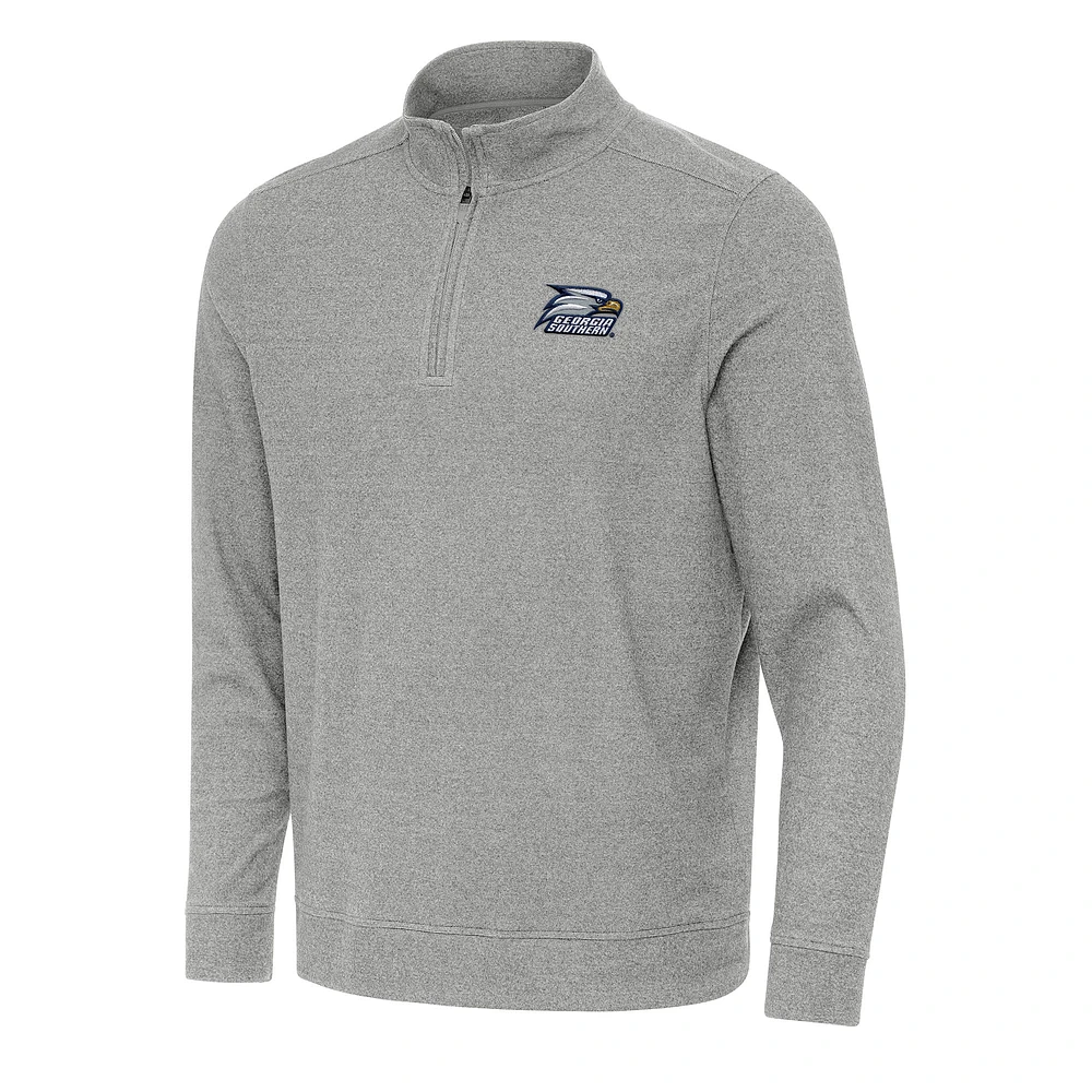 Men's Antigua Heather Gray Georgia Southern Eagles Subtle Quarter-Zip Sweatshirt