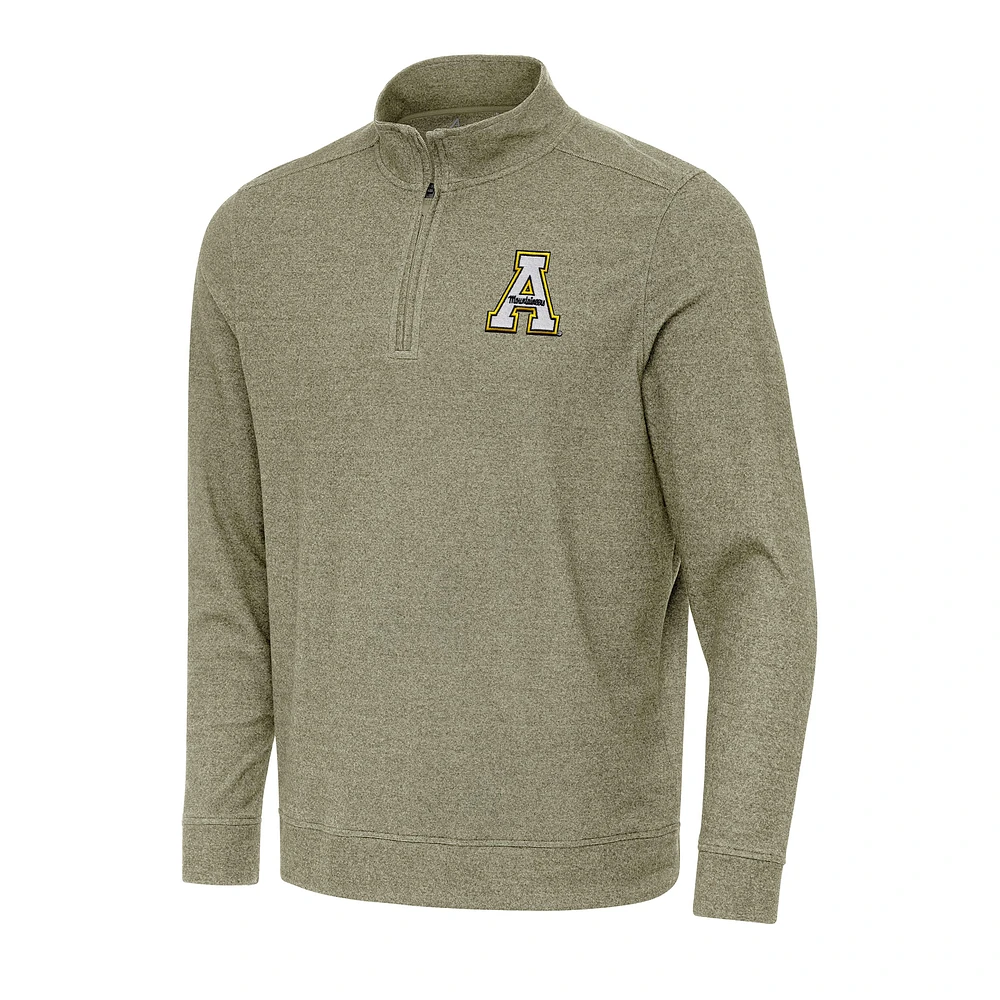 Men's Antigua Olive Appalachian State Mountaineers Subtle Quarter-Zip Sweatshirt