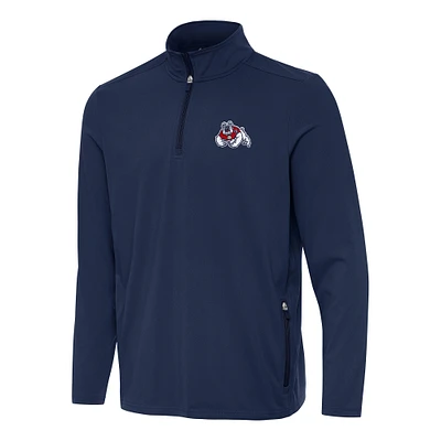 Men's Antigua Navy Fresno State Bulldogs Perilous Quarter-Zip Sweatshirt