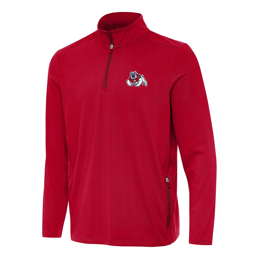 Men's Antigua Red Fresno State Bulldogs Perilous Quarter-Zip Sweatshirt