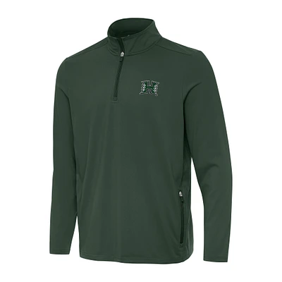 Men's Antigua Hunter Green Hawaii Rainbow Warriors Perilous Quarter-Zip Sweatshirt