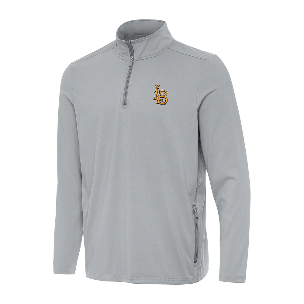 Men's Antigua Gray Cal State Long Beach The Perilous Quarter-Zip Top