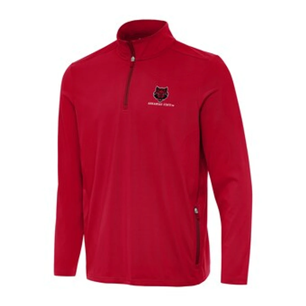 Men's Antigua Red Arkansas State Wolves Perilous Quarter-Zip Sweatshirt