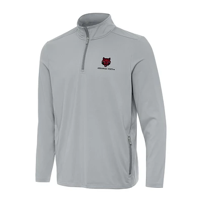 Men's Antigua Gray Arkansas State Red Wolves Perilous Quarter-Zip Sweatshirt