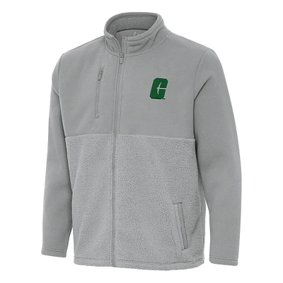Men's Antigua Gray Charlotte 49ers Daily Fused Full-Zip Jacket