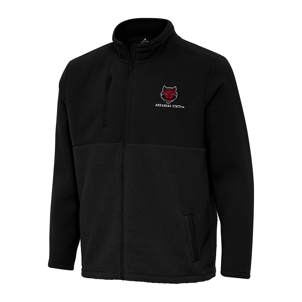 Men's Antigua Black Arkansas State Red Wolves Daily Fused Full-Zip Jacket