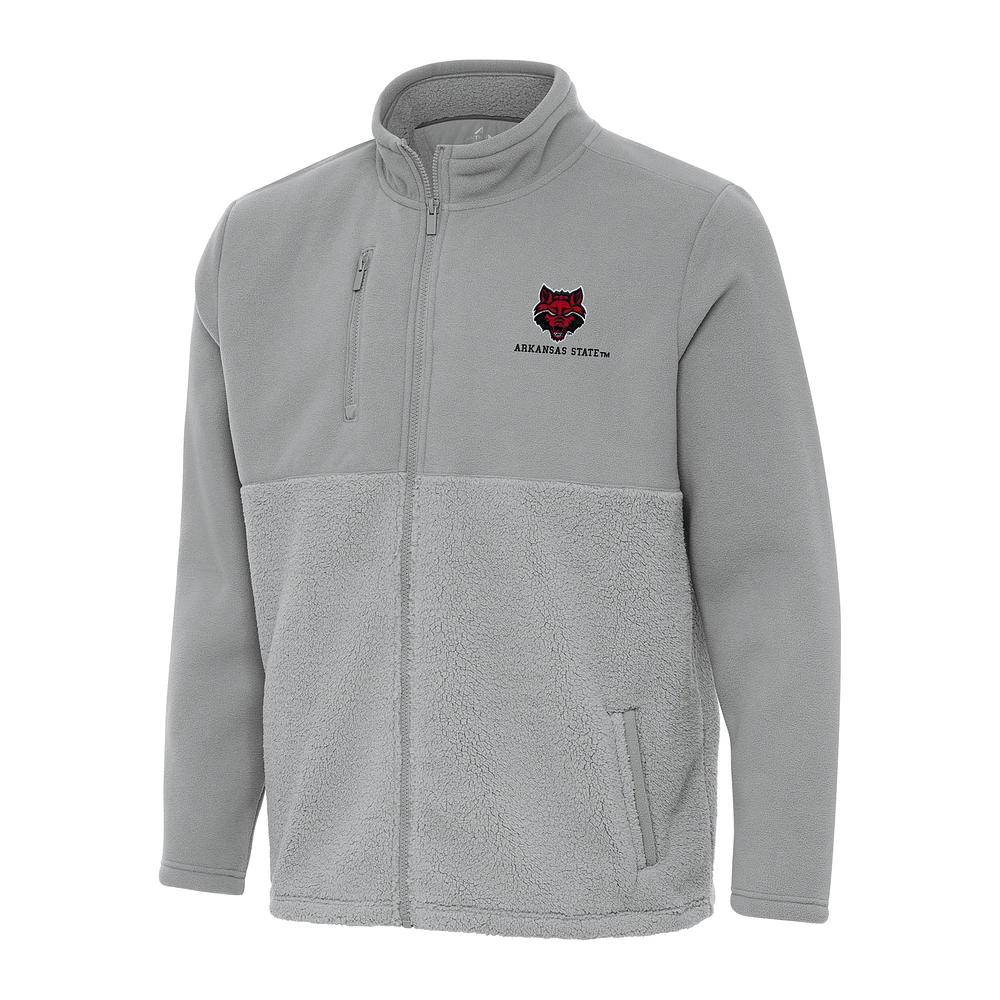 Men's Antigua Gray Arkansas State Red Wolves Daily Fused Full-Zip Jacket
