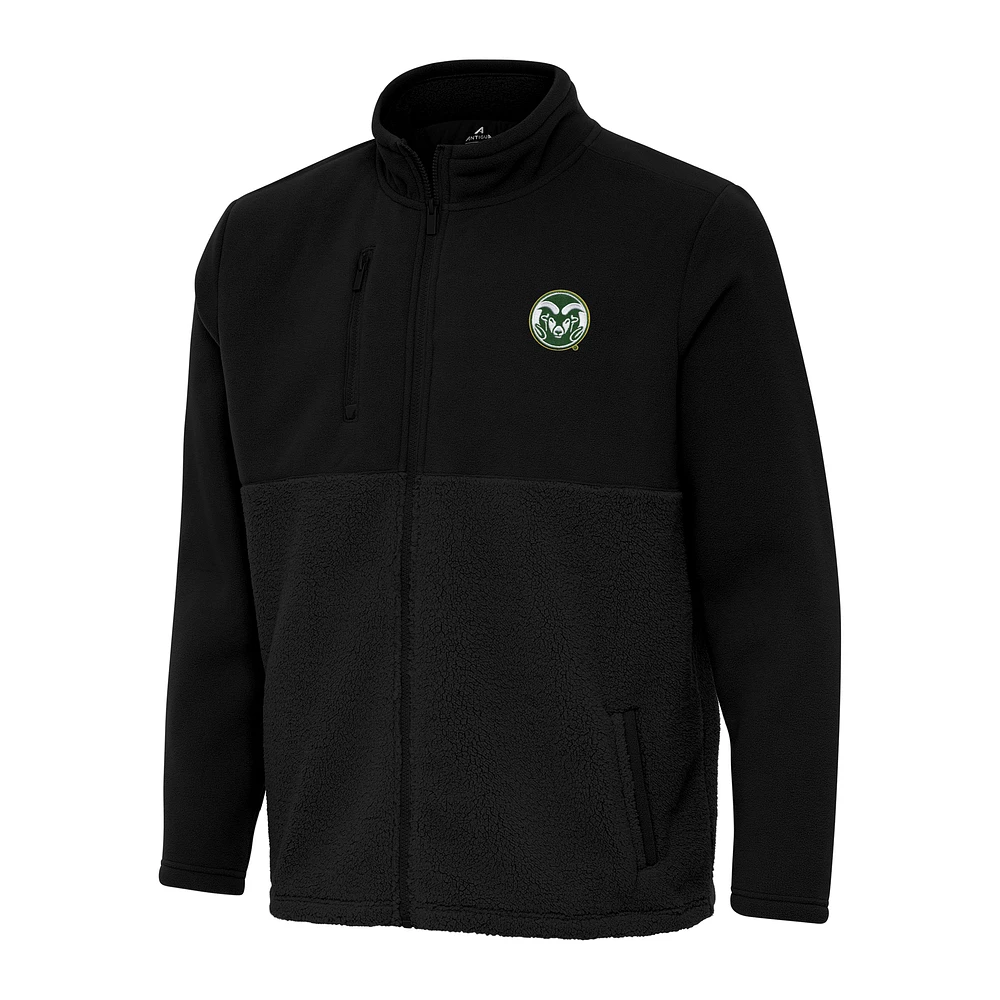 Men's Antigua Black Colorado State Rams Daily Fused Full-Zip Jacket