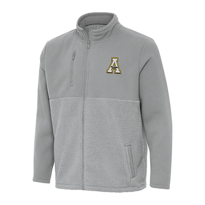 Men's Antigua Gray Appalachian State Mountaineers Daily Fused Full-Zip Jacket