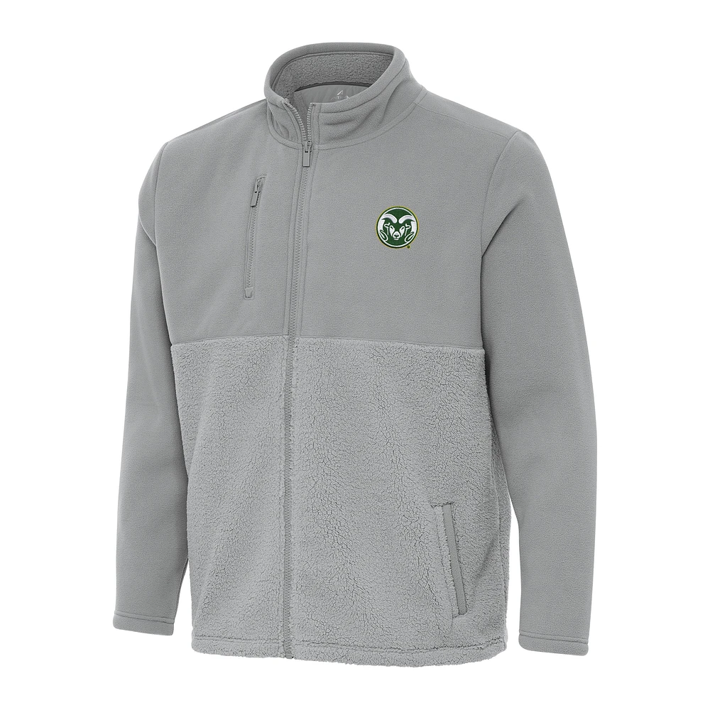 Men's Antigua Gray Colorado State Rams Daily Fused Full-Zip Jacket
