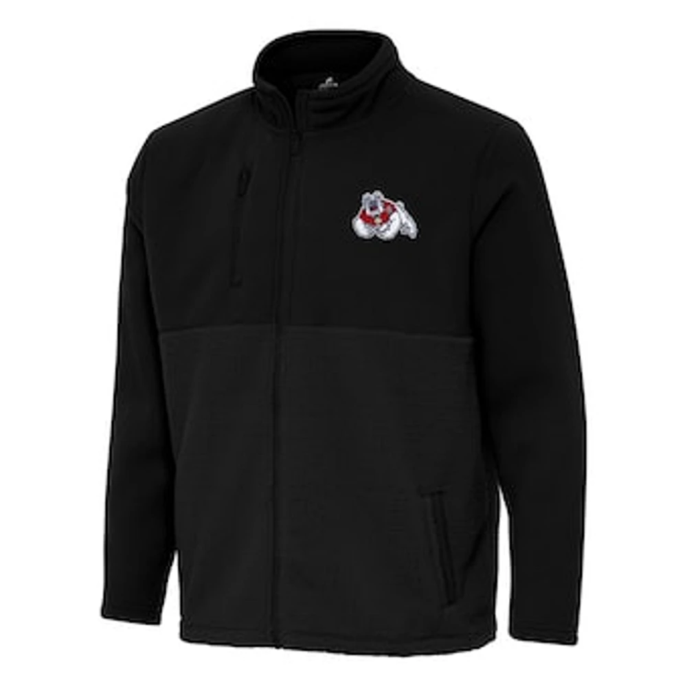 Men's Antigua Black Fresno State Bulldogs Daily Fused Full-Zip Jacket