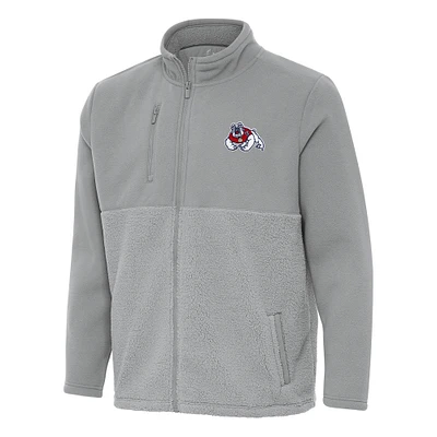 Men's Antigua Gray Fresno State Bulldogs Daily Fused Full-Zip Jacket