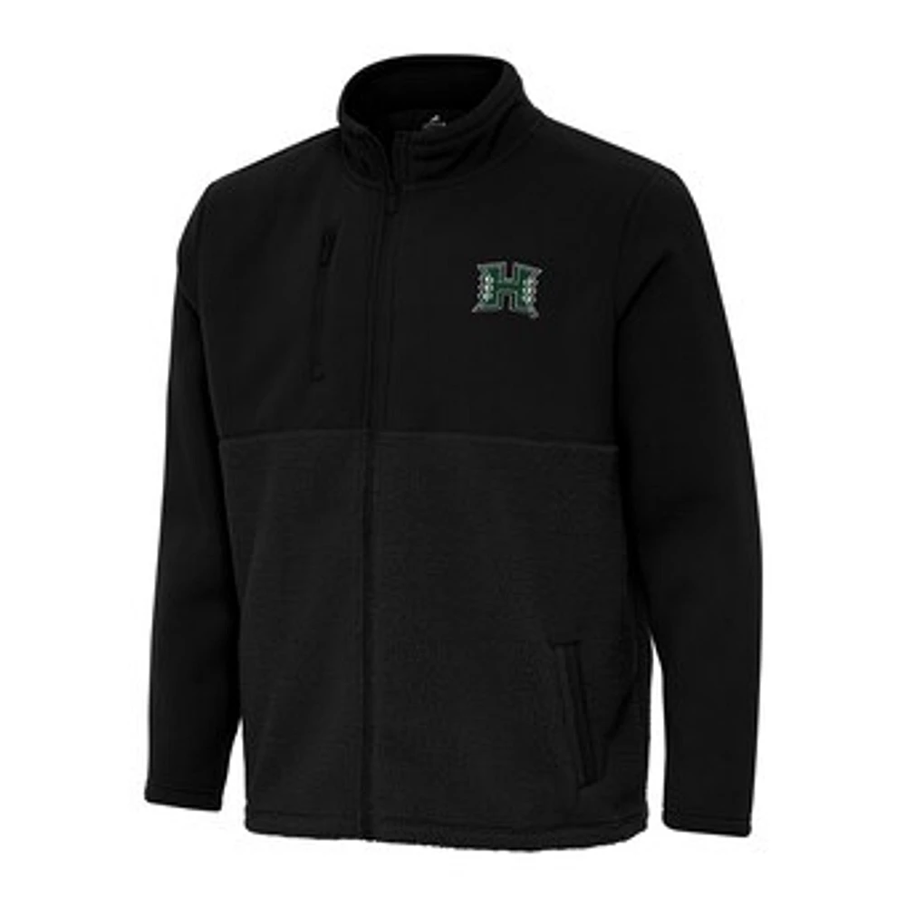 Men's Antigua Black Hawaii Rainbow Warriors Daily Fused Full-Zip Jacket