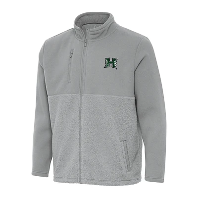 Men's Antigua Gray Hawaii Rainbow Warriors Daily Fused Full-Zip Jacket