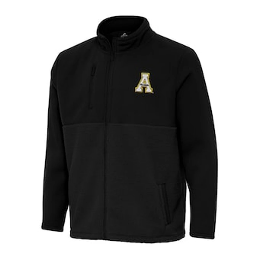 Men's Antigua Black Appalachian State Mountaineers Daily Fused Full-Zip Jacket