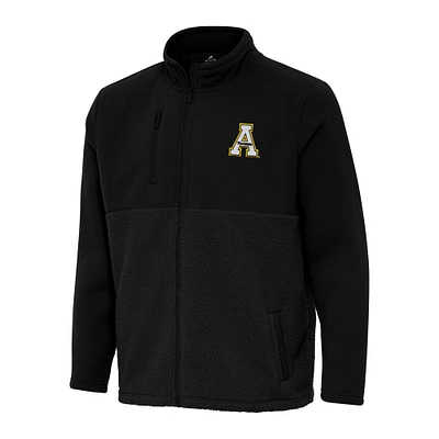 Men's Antigua Black Appalachian State Mountaineers Daily Fused Full-Zip Jacket