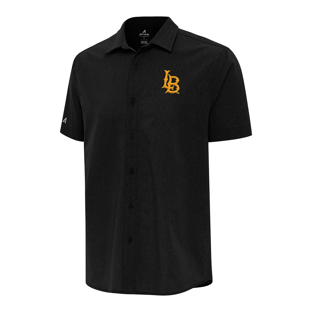 Men's Antigua Cal State Long Beach The Activate Woven Short Sleeve Button-Up Shirt