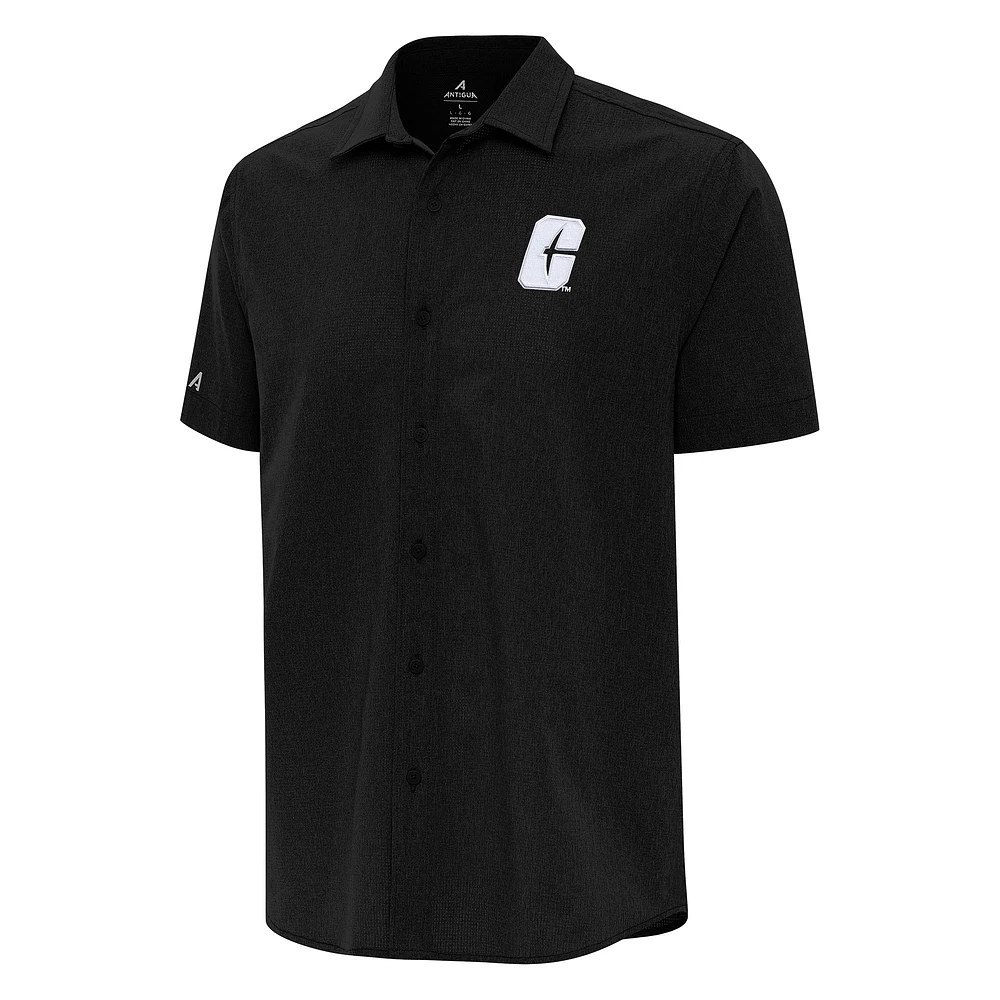 Men's Antigua Charlotte 49ers Activate Woven Short Sleeve Button-Up Shirt