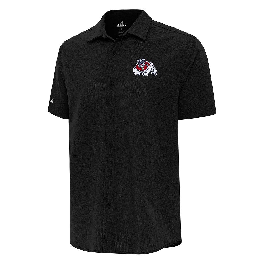 Men's Antigua Fresno State Bulldogs Activate Woven Short Sleeve Button-Up Shirt