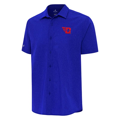 Men's Antigua Royal Dayton Flyers Activate Woven Short Sleeve Button-Up Shirt