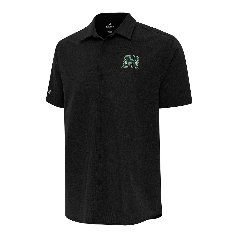 Men's Antigua Hawaii Rainbow Warriors Activate Woven Short Sleeve Button-Up Shirt