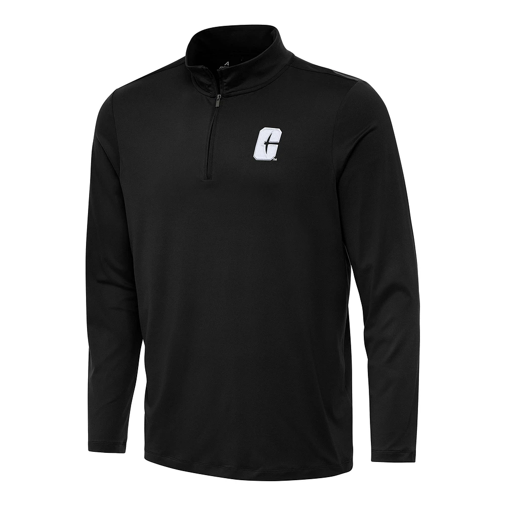 Men's Antigua Black Charlotte 49ers Reprocess Quarter-Zip Top