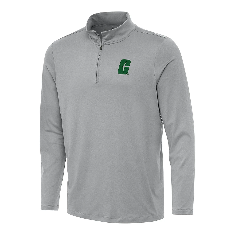 Men's Antigua Gray Charlotte 49ers Reprocess Quarter-Zip Top