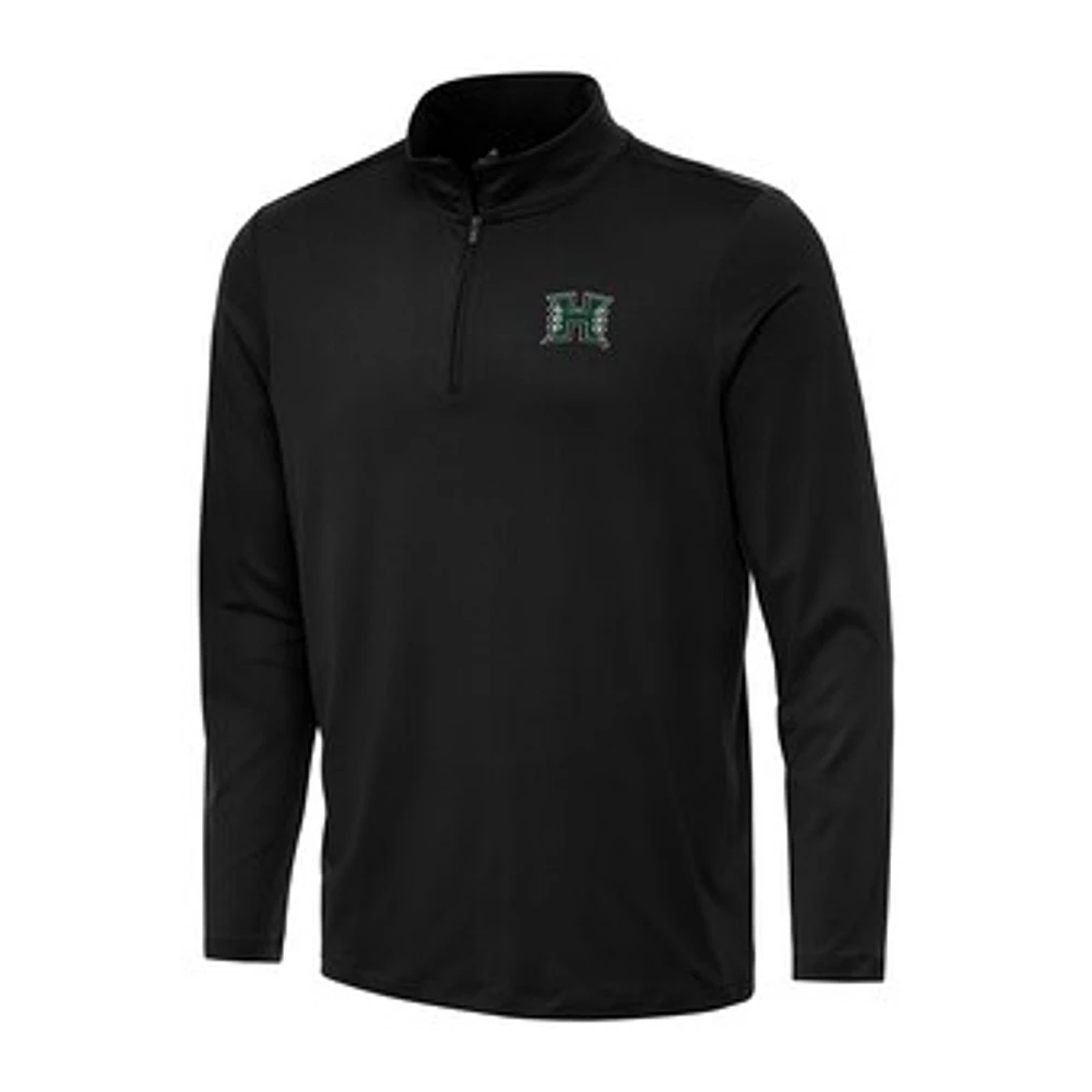 Men's Antigua Black Hawaii Rainbow Warriors Reprocess Quarter-Zip Top