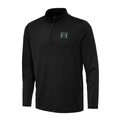 Men's Antigua Black Hawaii Rainbow Warriors Reprocess Quarter-Zip Top