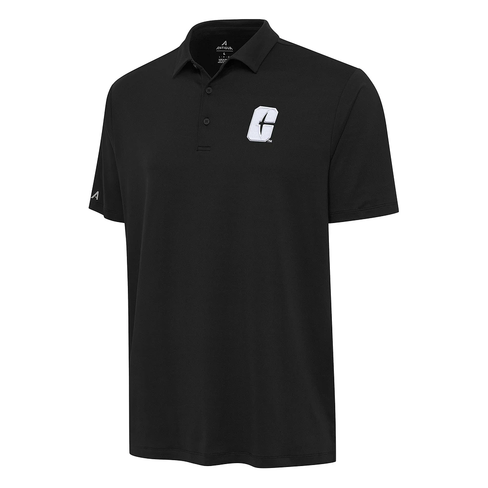 Men's Antigua Black Charlotte 49ers Reprocess Polo