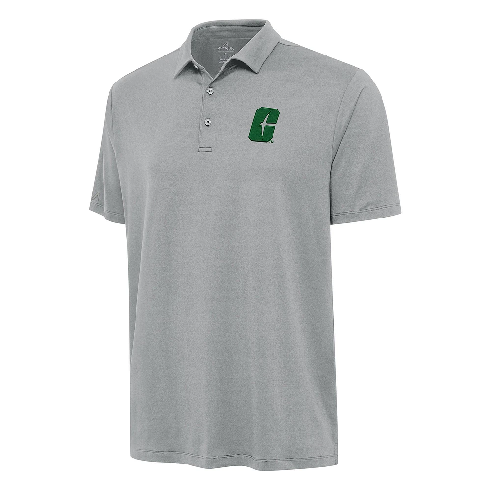 Men's Antigua Gray Charlotte 49ers Reprocess Polo